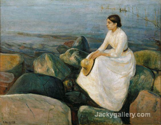 Summer Night, Inger at the Beach by Edvard Munch paintings reproduction